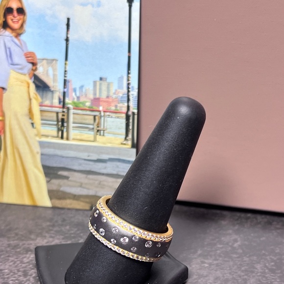 Elegant Freida Rothman Gold and Black Ring with CZ Accents - Picture 3 of 3